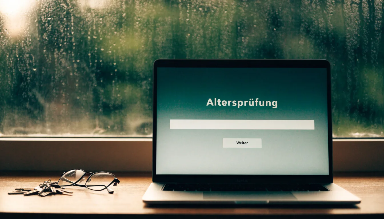 Ein Schlüsselbund und eine Brille liegen auf einem leeren Block neben einem Fenster mit Regentropfen.