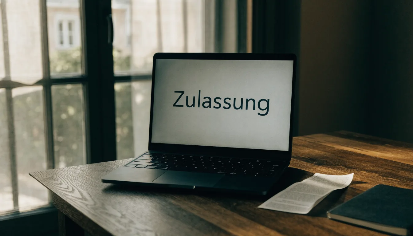 Eine Messingwaage steht auf einer dunklen Holzplatte vor einem Fenster, durch das weiches Tageslicht fällt.
