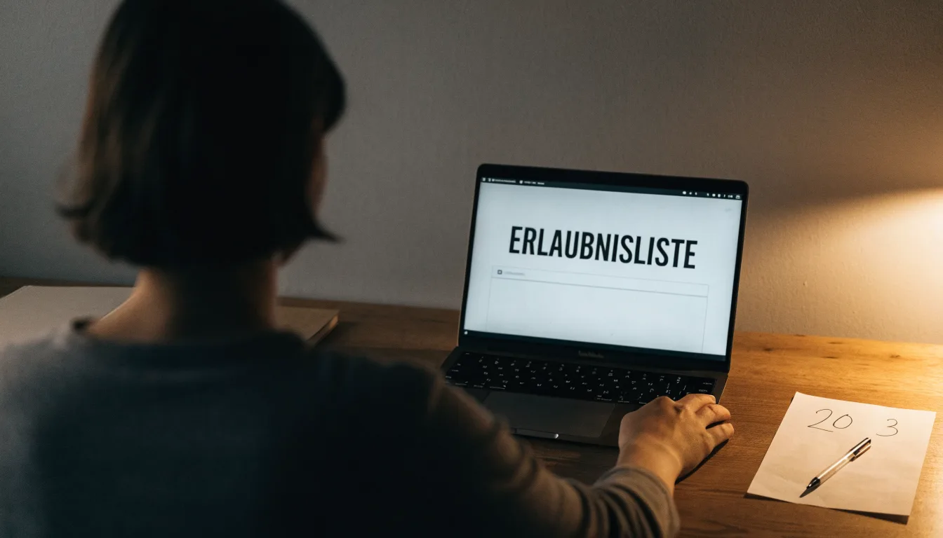 Eine Messingwaage steht auf einer dunklen Holzplatte vor einem Fenster, durch das weiches Tageslicht fällt.