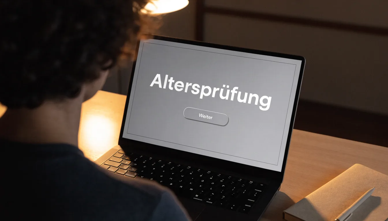 Ein Richterhammer aus Holz liegt auf einer polierten Tischplatte, dahinter verschwimmt ein heller Raum.