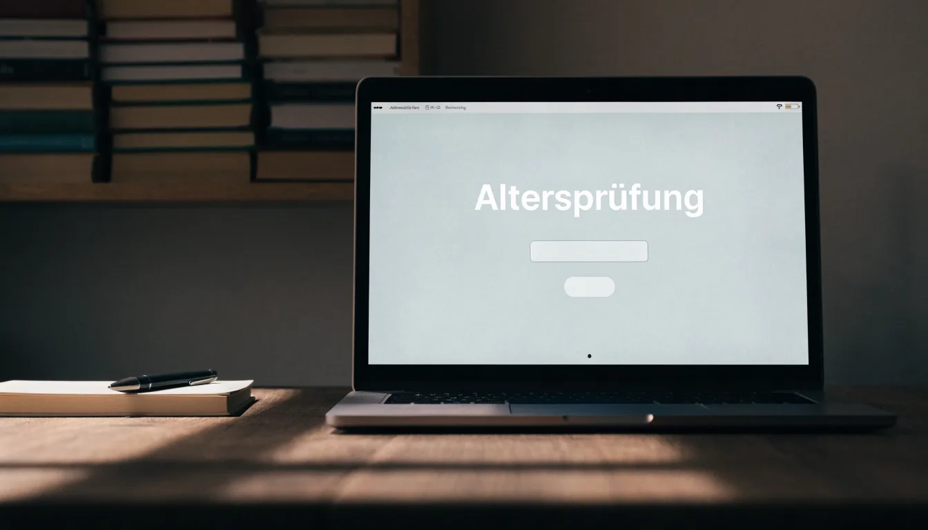 Eine Messingwaage steht auf einem dunklen Holztisch, dahinter eine unscharfe Regalwand mit geschlossenen Büchern.