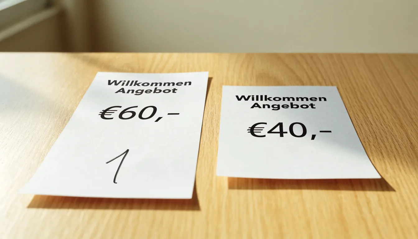 Zwei Münzenstapel unterschiedlicher Höhe stehen nebeneinander auf einem hellen Holztisch vor einer unscharfen Wand.
