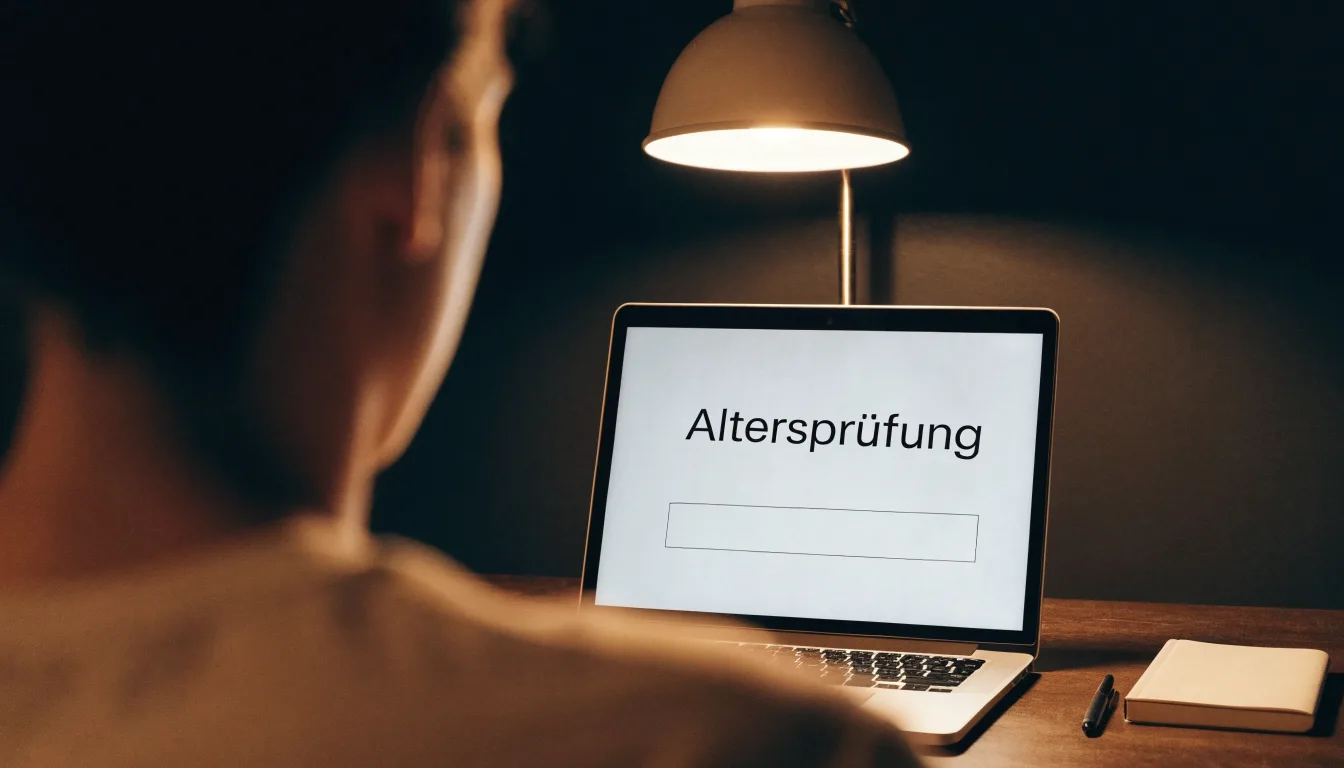 Eine Balkenwaage aus Messing steht neben einem hölzernen Richterhammer auf einem dunklen Pult, im Hintergrund ein unscharfes Bücherregal.